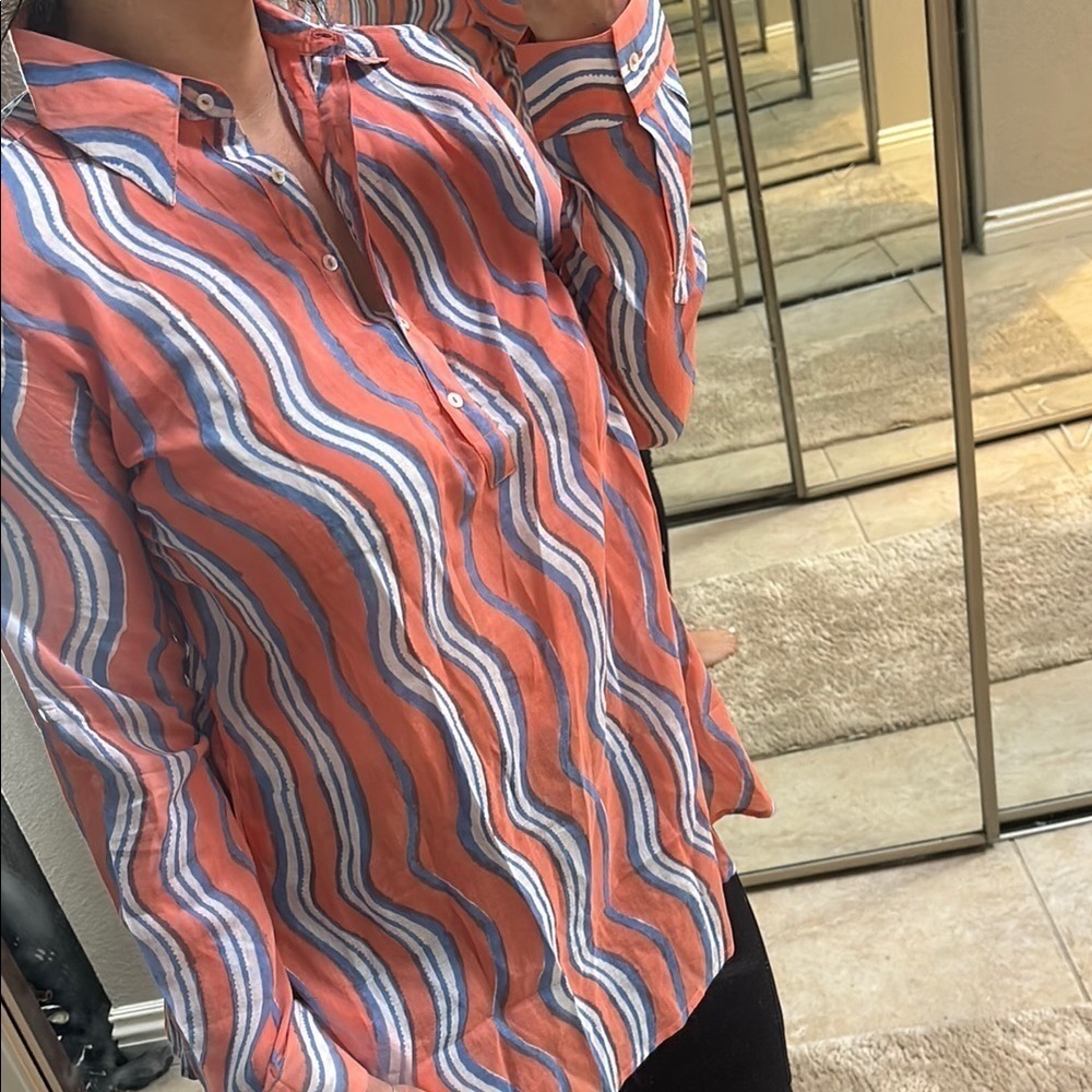 Oliphant Striped Coral and Blue tunic